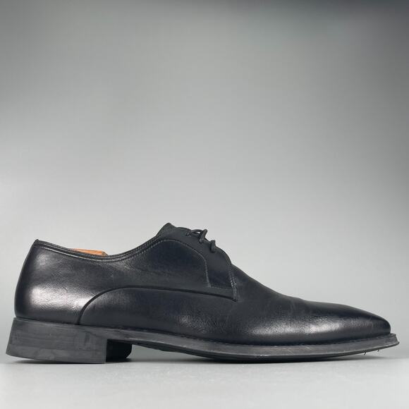 Magnanni Men\'s 12 M Black Leather Plain Toe Derby Oxford Dress Shoes Casual EUC main image 9